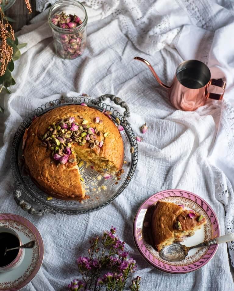 Rosewater Semolina Cake - Virginie Bonvalet